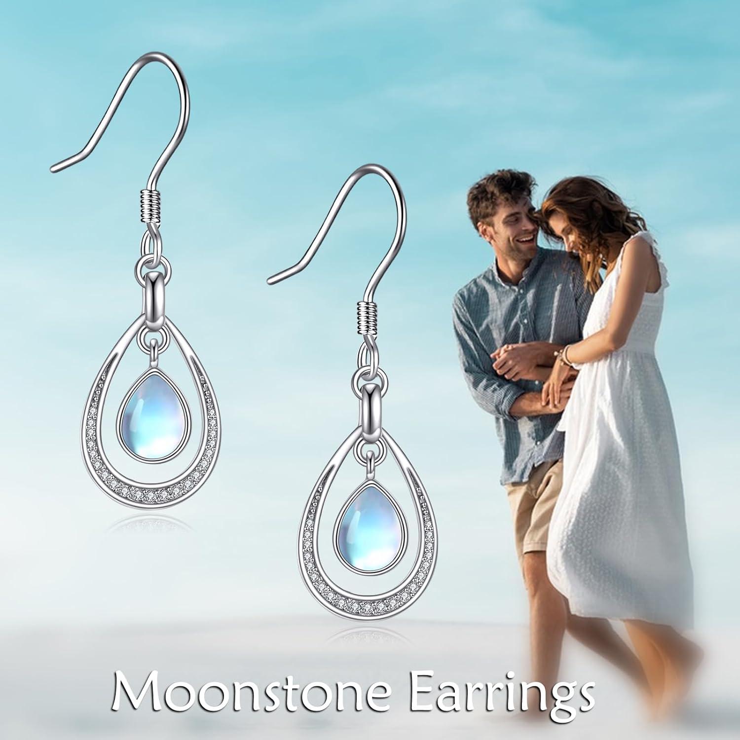 Mondstein Damen Ohrringe Sterling Silber hypoallergen 925 Frauen Geschenkbox