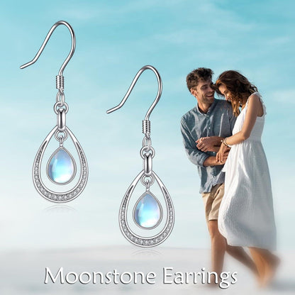 Mondstein Damen Ohrringe Sterling Silber hypoallergen 925 Frauen Geschenkbox