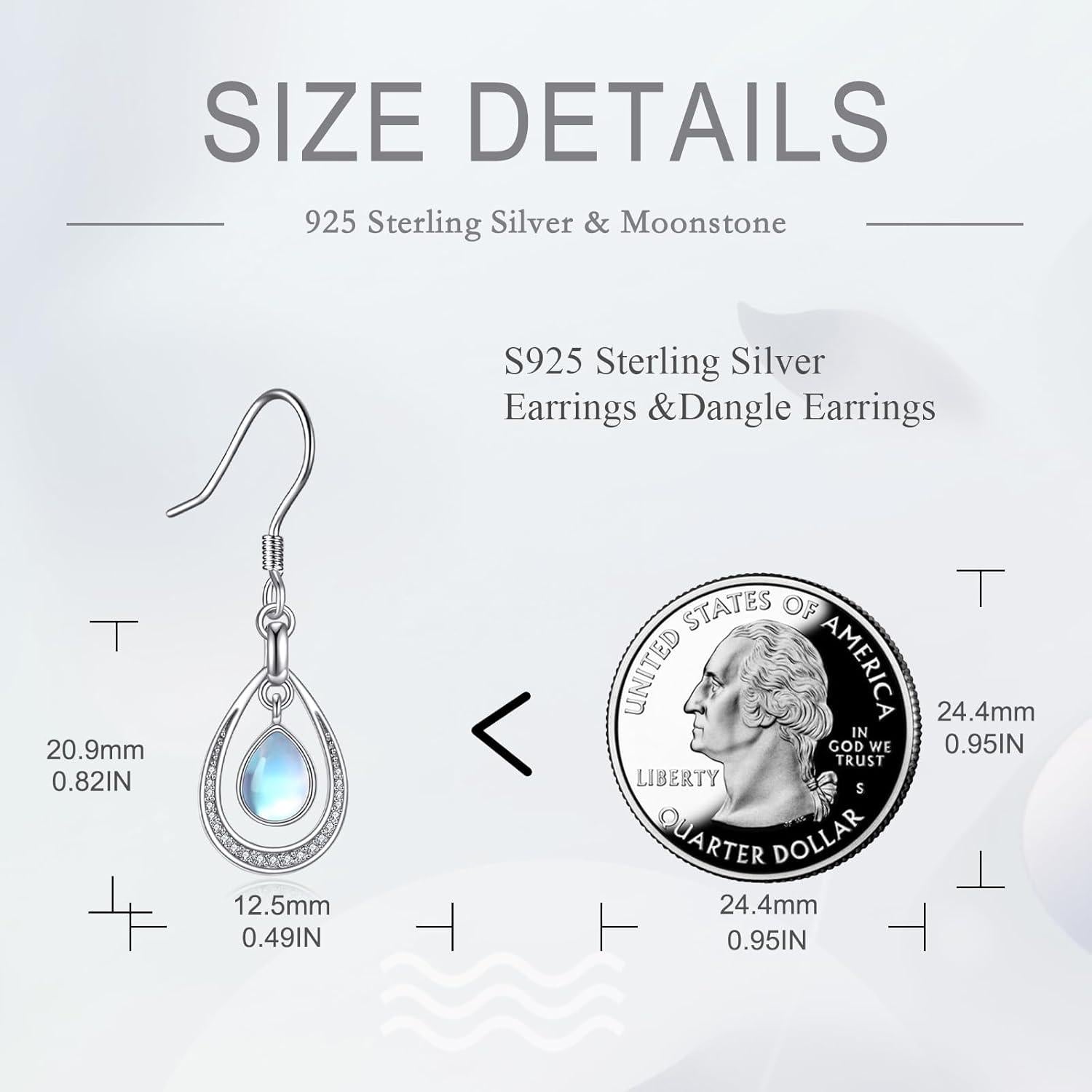 925 Sterling Silber Mondstein Damen Ohrringe Schmuck Geschenkbox