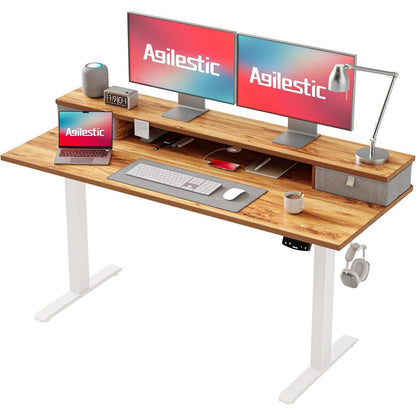 Höhenverstellbarer Schreibtisch mit 2 Schubladen 140x60 cm