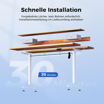 Höhenverstellbarer Schreibtisch mit 2 Schubladen 140x60 cm