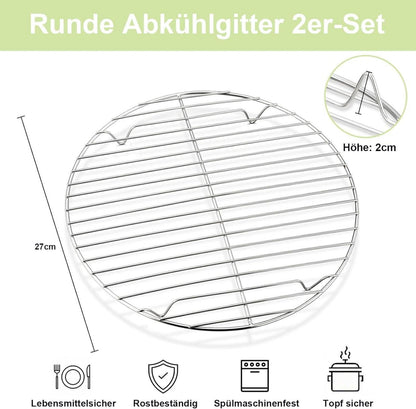 Onader Rund Abkühlgitter Edelstahl Kuchengitter Set 27cm 2er