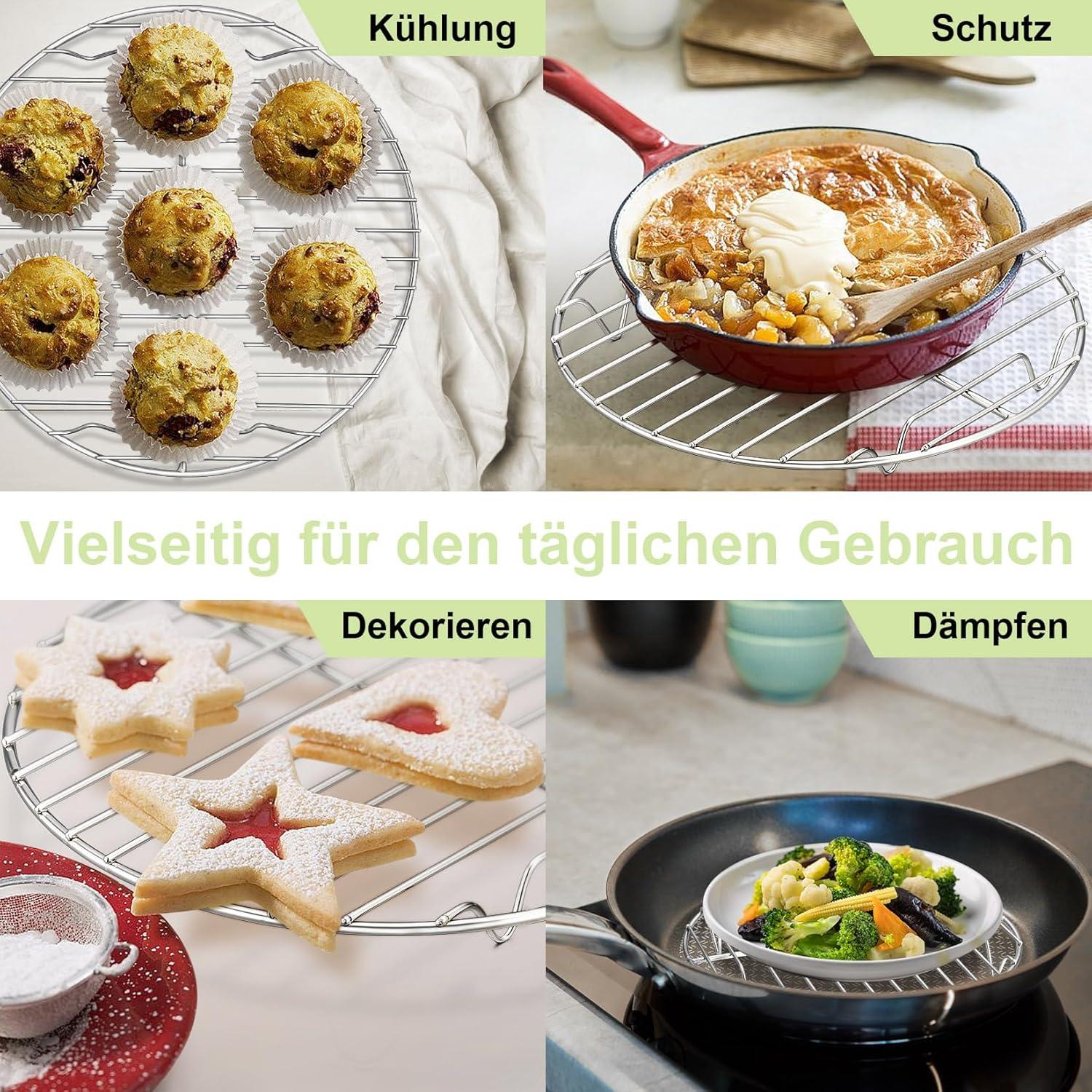 Onader Rund Edelstahl Abkühlgitter Set 2er 27cm Spülmaschinenfest