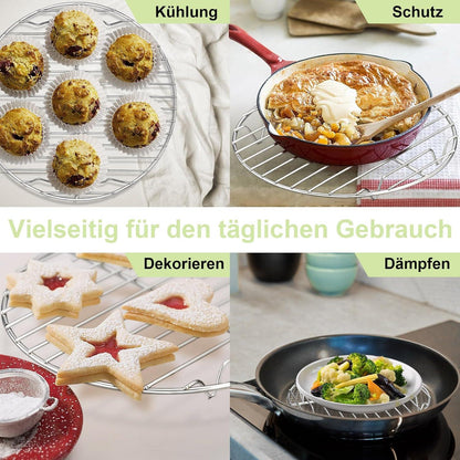 Onader Rund Edelstahl Abkühlgitter Set 2er 27cm Spülmaschinenfest