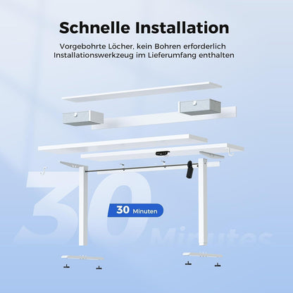Höhenverstellbarer Schreibtisch mit 2 Schubladen, 120 x 60