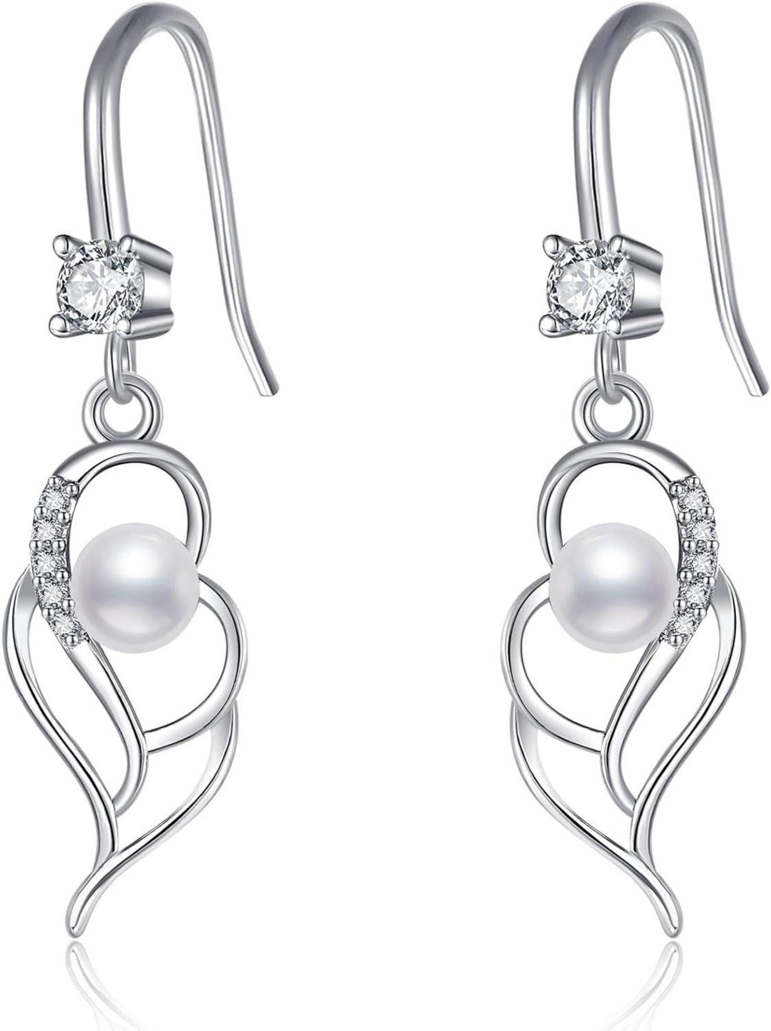 925 Silber Perlen Creolen mit Zirkon für Frauen - Geschenkbox