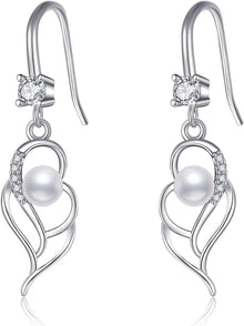 925 Silber Perlen Creolen mit Zirkon für Frauen - Geschenkbox