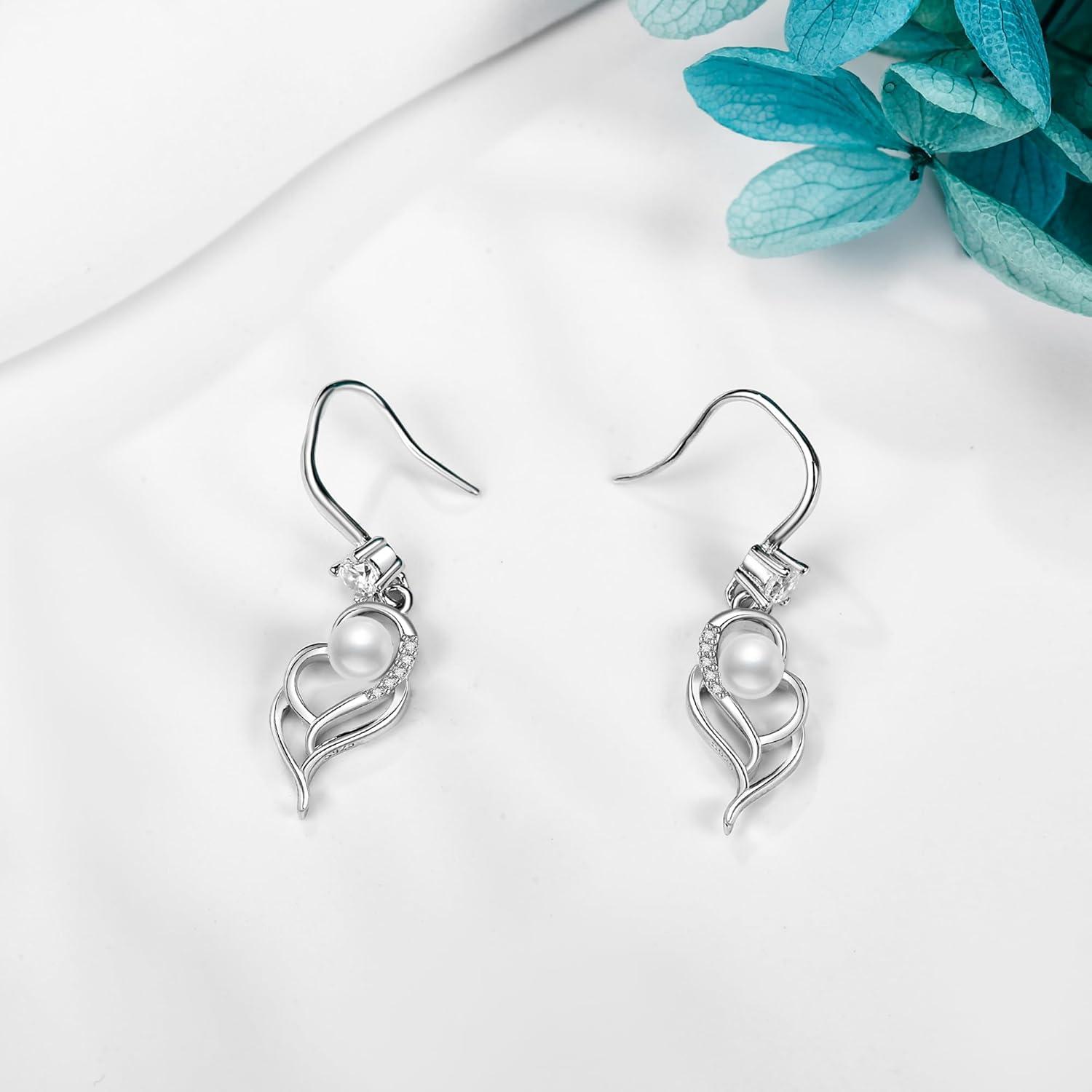 925 Silber Perlen Creolen mit Zirkon für Frauen - Geschenkbox