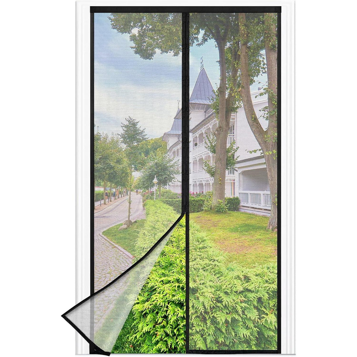 Fliegengitter Balkontür Magnetisch 90x220cm Schwarz Ohne Bohren