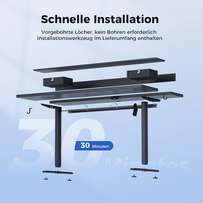 Höhenverstellbarer Schreibtisch 120x60 cm mit 2 Schubladen