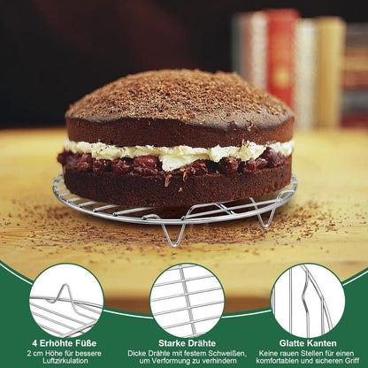 Onader Rund Abkühlgitter 2er Set Edelstahl Backen Dämpfen Kühlen 19cm