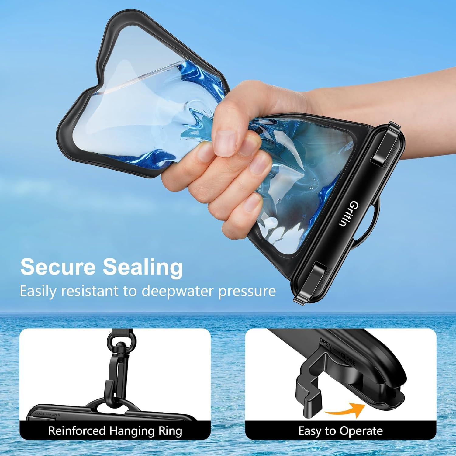 Wasserdichte Handyhülle IPX8 2er-Pack Schwarz Clear Smartphone bis