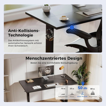 Höhenverstellbarer Schreibtisch 160 x 60 cm Schwarz