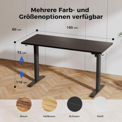 Höhenverstellbarer Schreibtisch 160 x 60 cm Schwarz