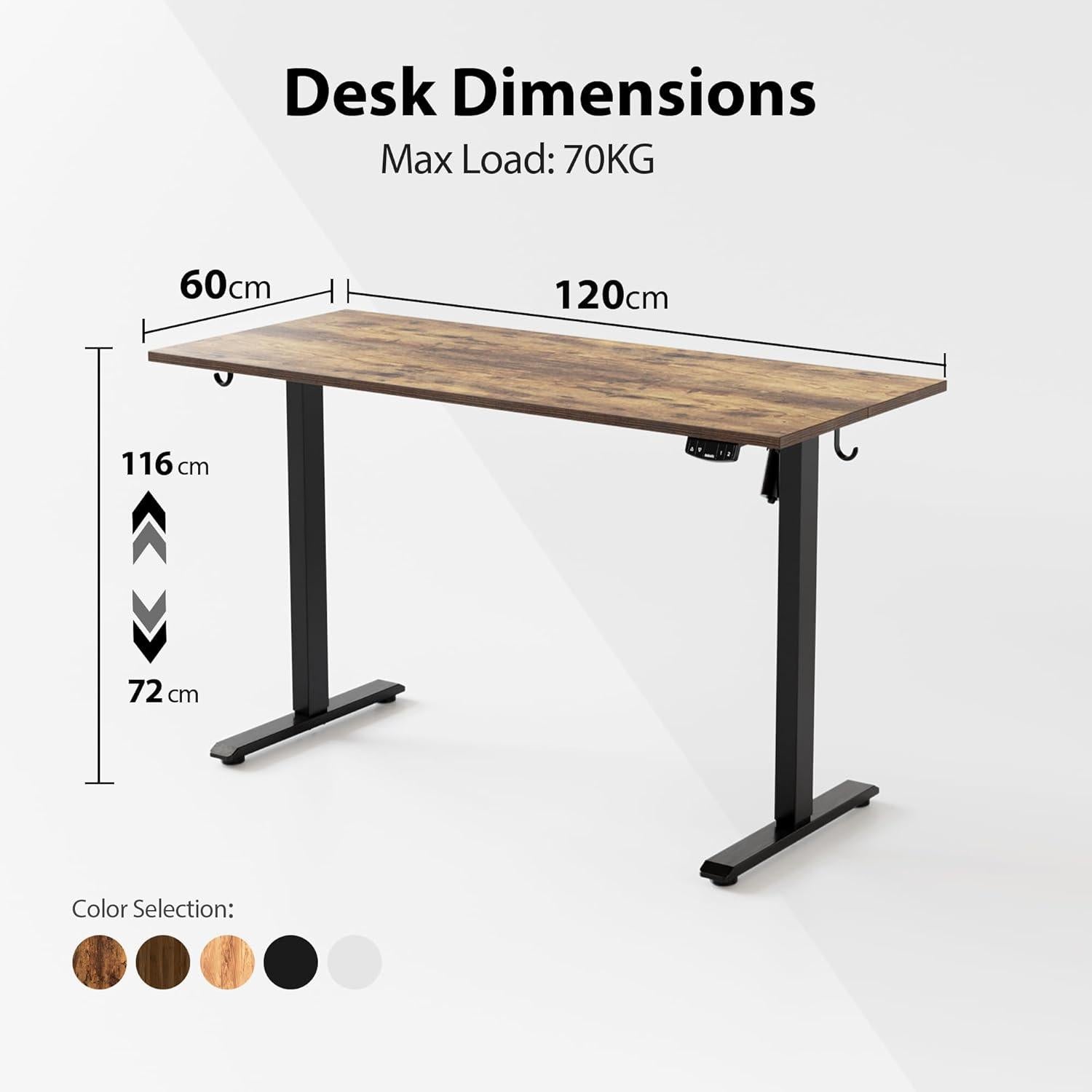 Höhenverstellbarer Schreibtisch 120x60 cm Elektrisch