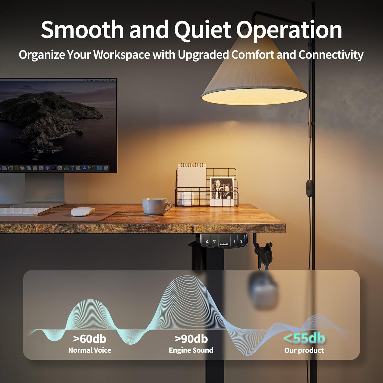 Höhenverstellbarer Schreibtisch 120 x 60 cm Elektrisch Braun Memory-Handsteuerung