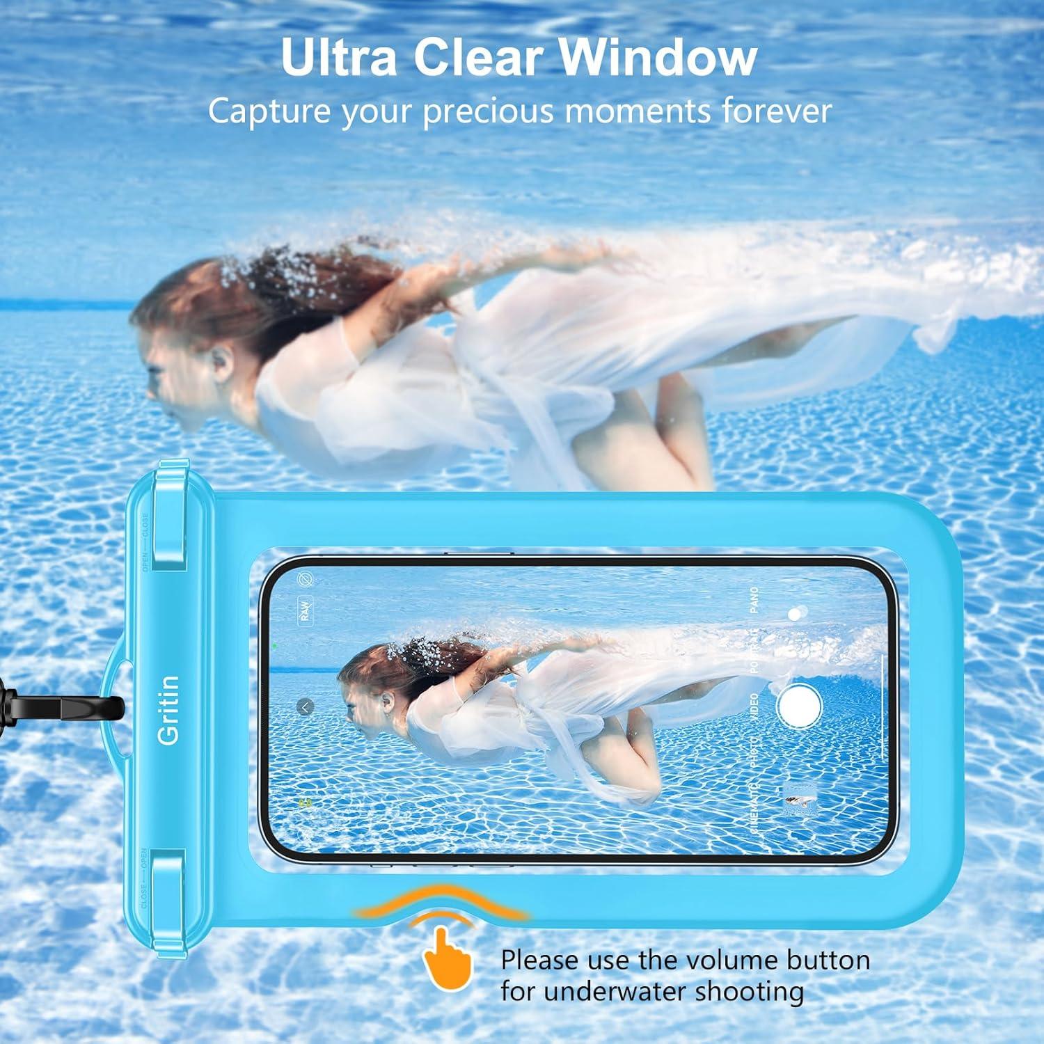 Gritin wasserdichte Handyhülle IPX8 2er-Pack für Smartphone bis