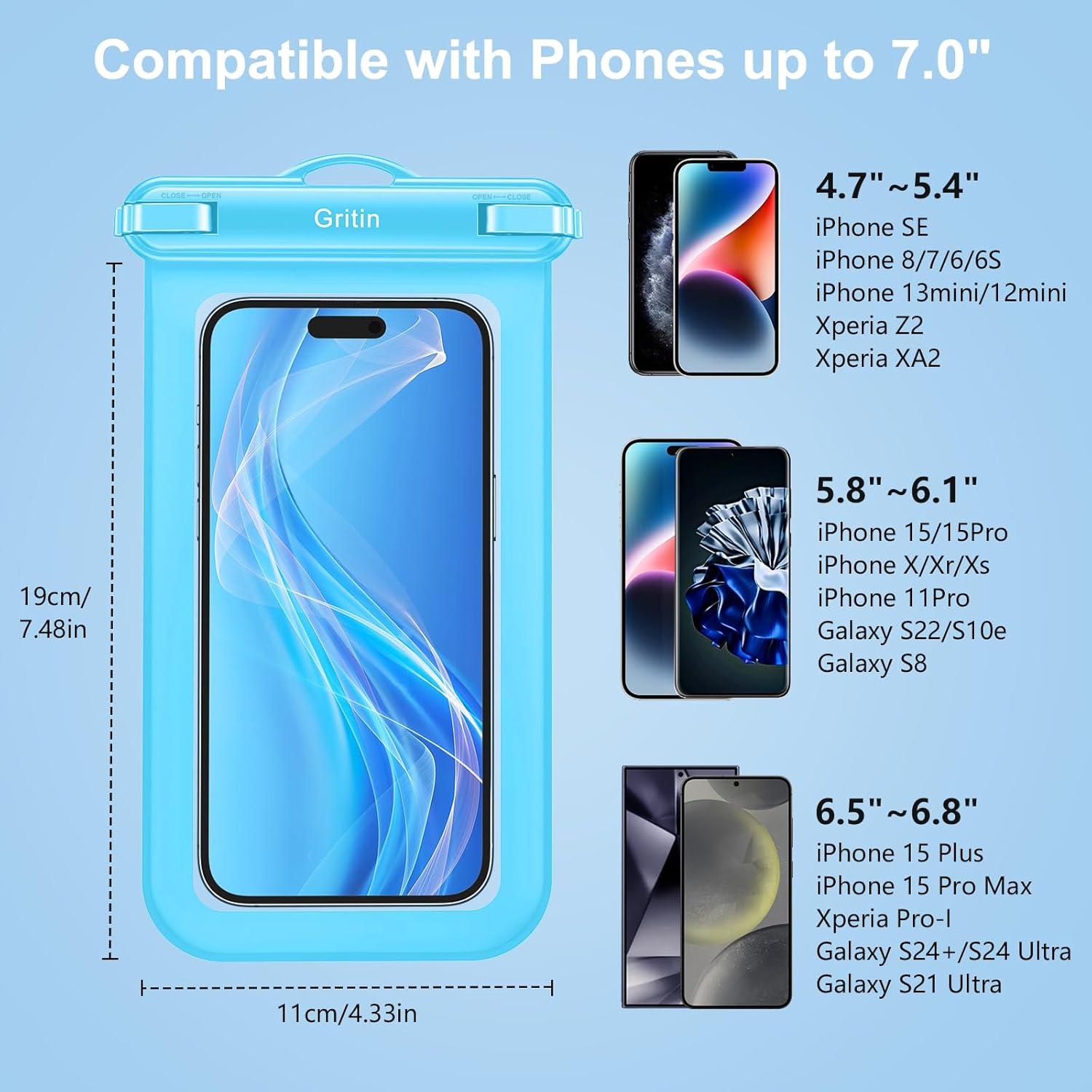 Wasserdichte Handyhülle 2er Pack IPX8 Unterwasser Handytasche 7'' Smartphone