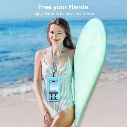 Gritin IPX8 wasserdichte Handyhülle 2er-Pack - 7'' Waterproof Phone Case für Smartphone - Weiß Blau