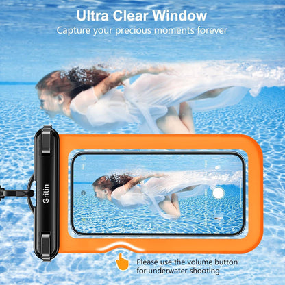 2er Pack IPX8 wasserdichte Handyhülle bis 7'' Schwarz Orange