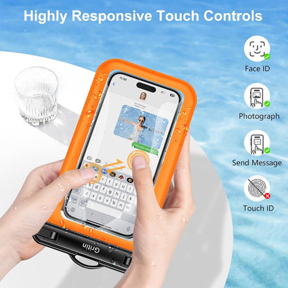 Gritin wasserdichte Handyhülle 2er Pack IPX8 Schwarz Orange