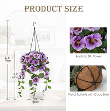 Kunstblume Stiefmütterchen Hängeampel 70 cm Deko Pflanze