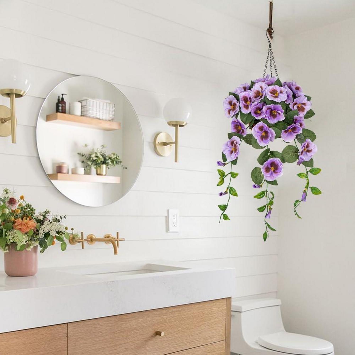 Kunstblumen Stiefmütterchen Hängend Künstlich Pansy Höhe 70 cm