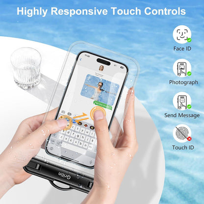 Gritin wasserdichte Handyhülle 2 Stück Schwarz IPX8 7'' Waterproof Case