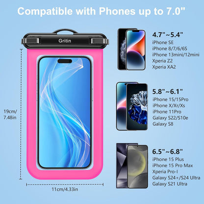 Wasserdichte Handyhülle 2er-Pack IPX8 Schwarz/Rot 7'' Smartphone