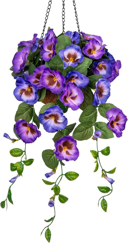 Kunstblumen Stiefmütterchen Hängend Pansy Höhe 70 cm Blau