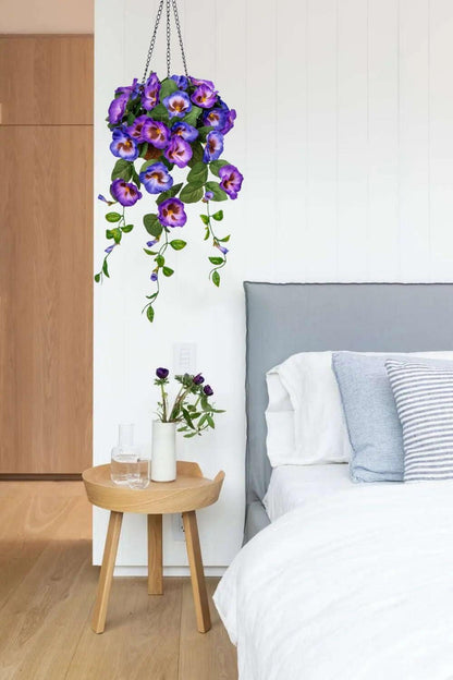 Künstliche Stiefmütterchen Hängepflanze mit Ampel 70 cm Blau