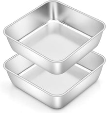 Quadratische Edelstahl Kuchenform Set 15x15x5cm, 2er Pack