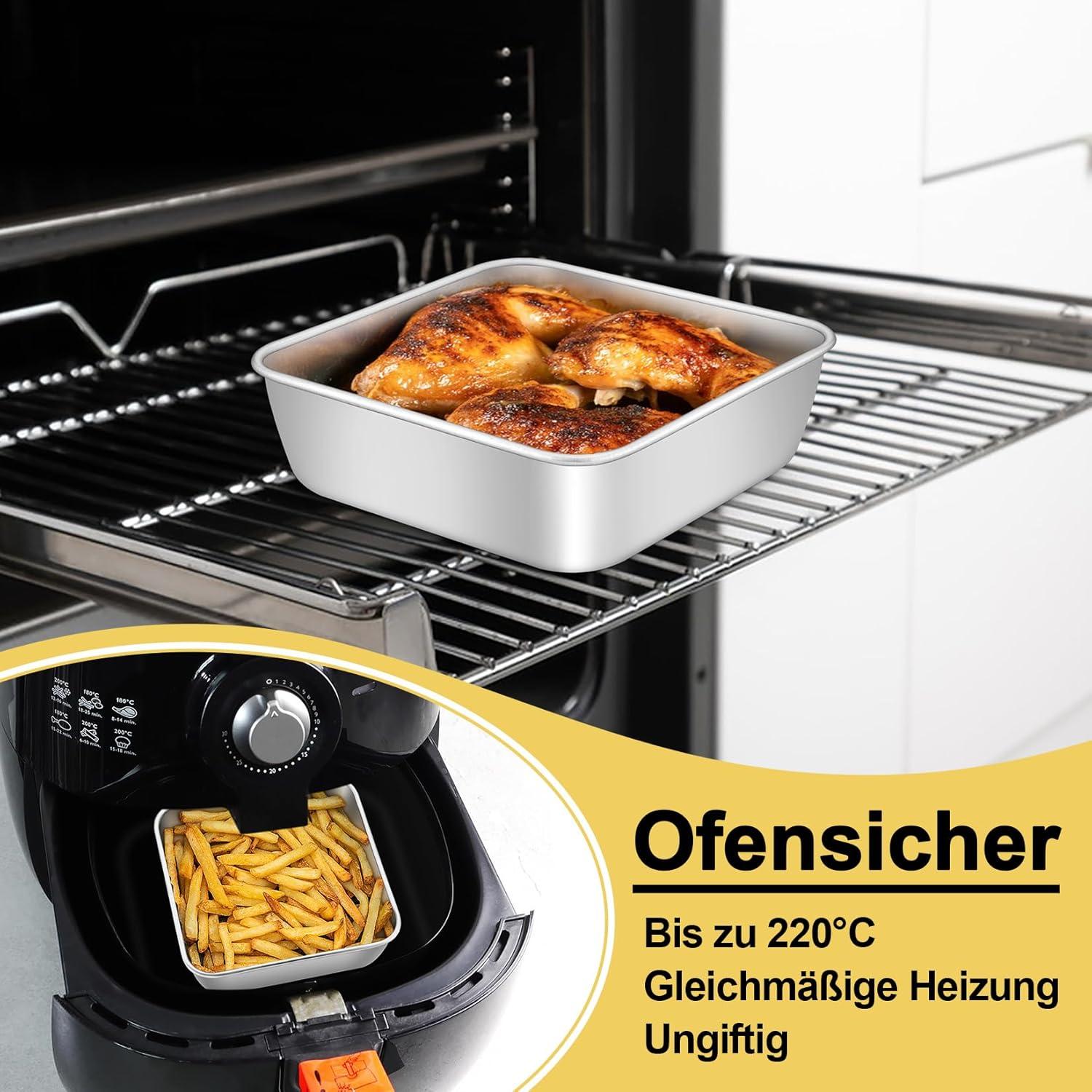 Quadratische Kuchenform Edelstahl 2er Set 15x15x5cm Spülmaschinenfest