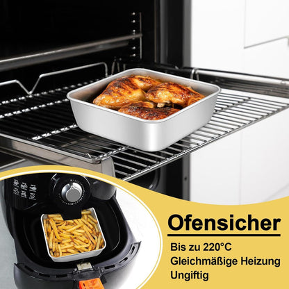 Quadratische Kuchenform Edelstahl 2er Set 15x15x5cm Spülmaschinenfest