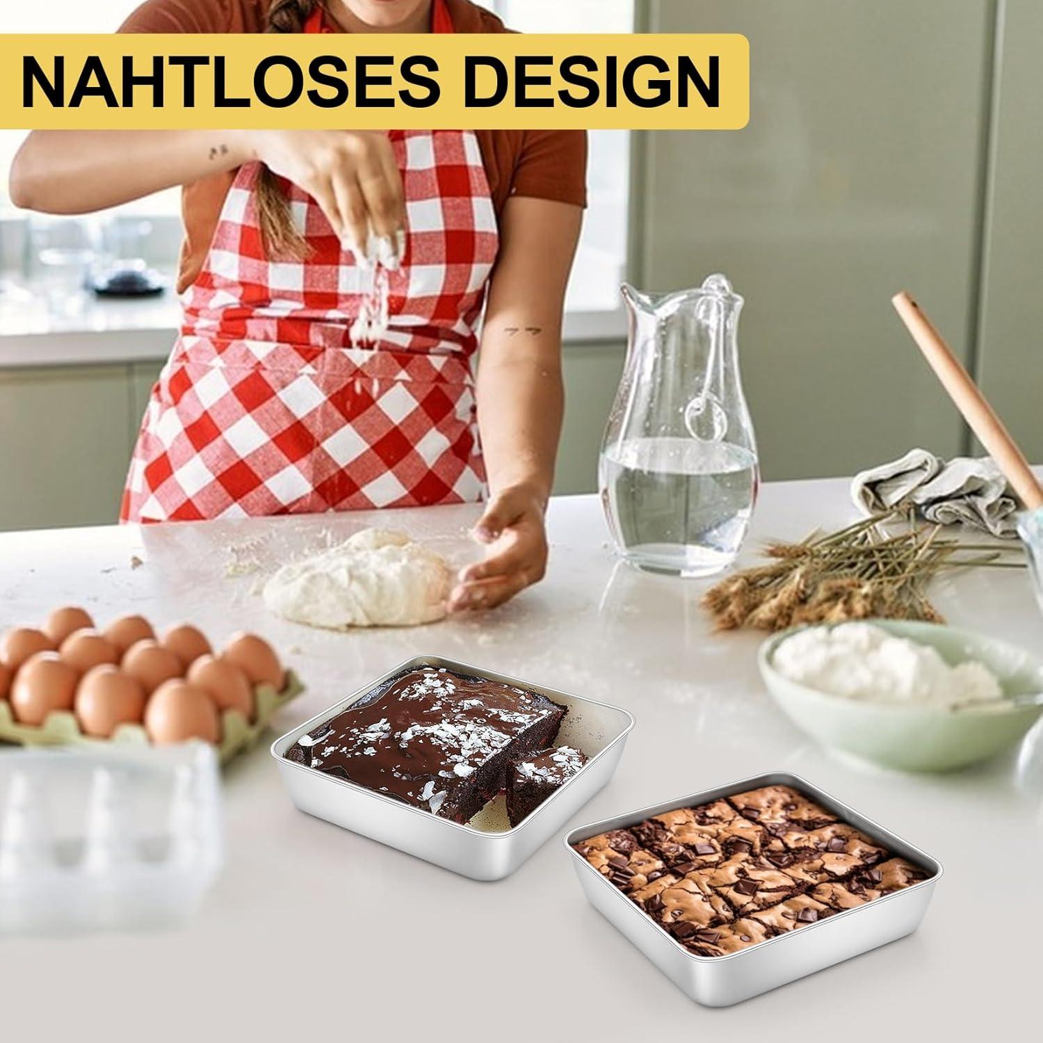 Quadratische Kuchenform Edelstahl 2er Set 15x15x5cm Backform