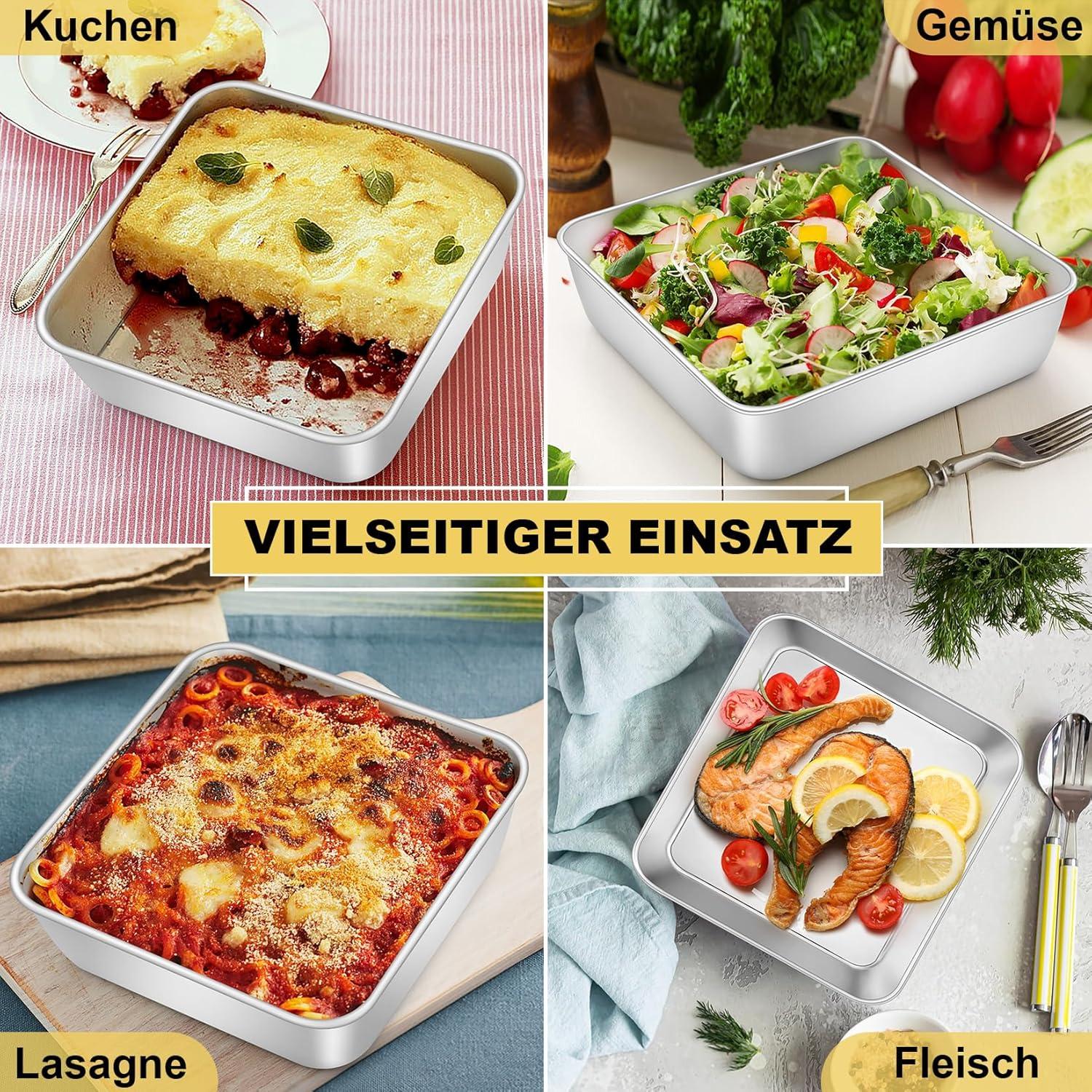 Quadratische Kuchenform Edelstahl 2er Set 15x15x5cm Backform