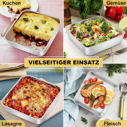 Quadratische Kuchenform Edelstahl 2er Set 15x15x5cm Backform