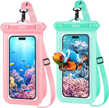 Wasserdichte Unterwasser Handyhülle IPX8 2er Pack Cyan & Pink