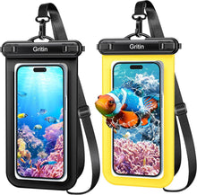 Wasserdichte Handyhülle IPX8 für Smartphone bis 7 Zoll Schwarz Gelb