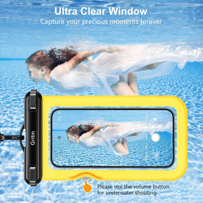 Wasserdichte Handyhülle IPX8 für Smartphone bis 7 Zoll Schwarz Gelb