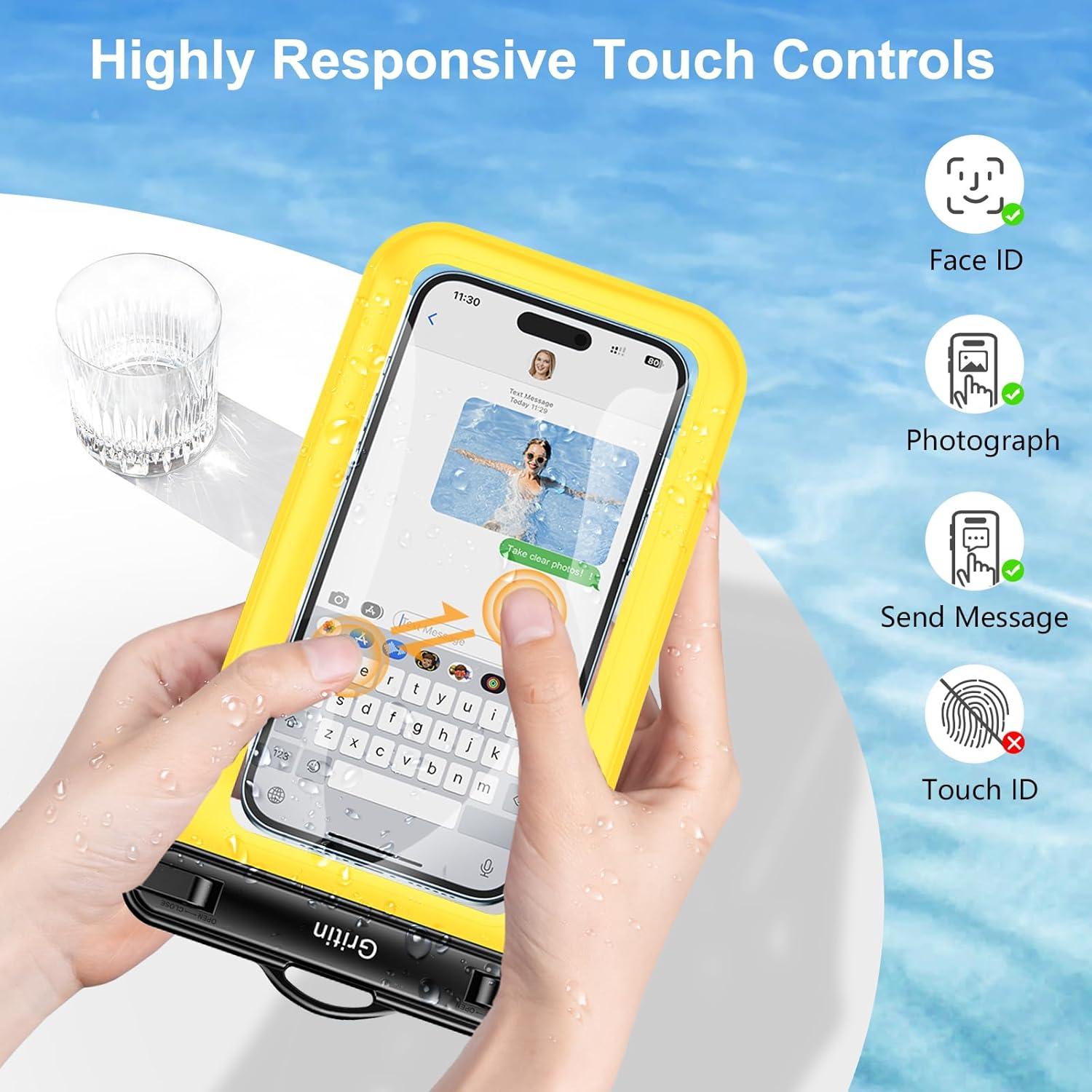 2er Pack wasserdichte Handyhülle IPX8, Schwarz/Gelb, für Smartphone bis 7 Zoll