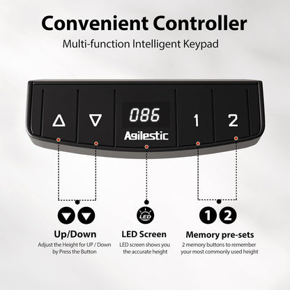 Agilestic Elektrischer Schreibtisch 140x60cm Höhenverstellbar