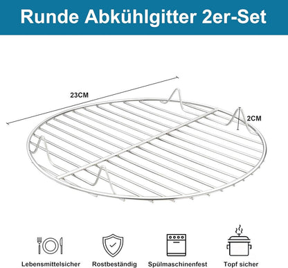 Onader Rund Abkühlgitter 2er Set Edelstahl Kuchengitter 23cm