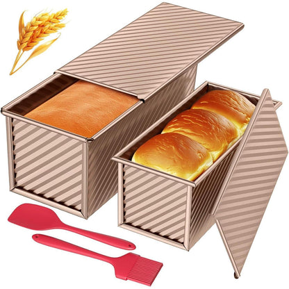 Toast Brot Backform Set Antihaft mit Deckel, Brotbackform
