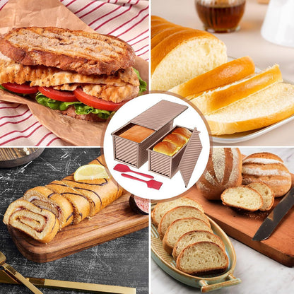 Toast Brot Backform Set Antihaft mit Deckel, Brotbackform