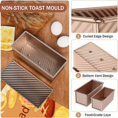 Antihaft Toast Brot Backform Set mit Deckel, Brotbackform 4PCS