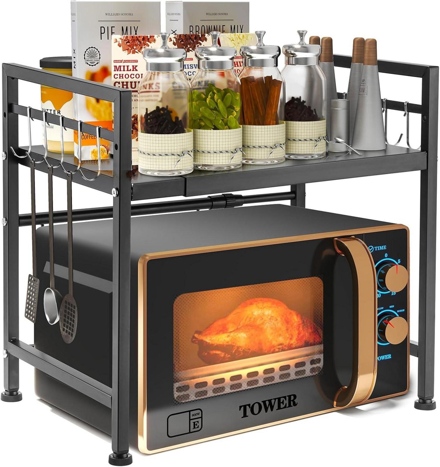 Erweiterbares Mikrowellenregal 2-stufiger Organizer Kohlenstoffstahl