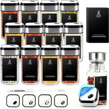 360° Rotation Gewürzgläser Set 12 Gewürzdosen 80 Etiketten 120ml Glas