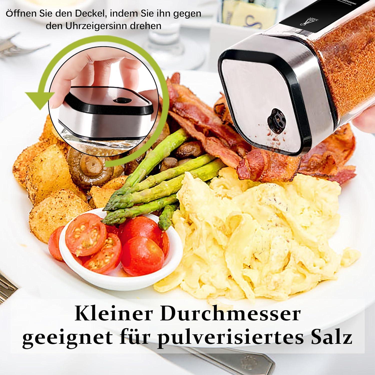 360° Rotation Gewürzgläser Set 12 Gewürzdosen 80 Etiketten 120ml Glas
