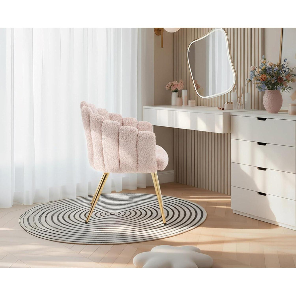 Rosa Stoff-Armlehnensessel Modern mit Metallbeinen